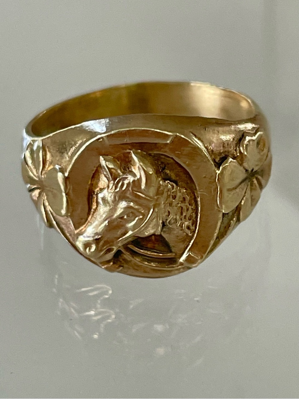 Vintage Gold Equestrian Horse Signet Ring